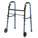 Medline Adult Folding Paddle Walker, 5" Wheels, Blue
